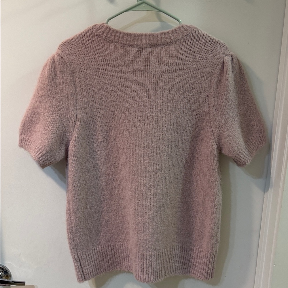 CeCe Dusty Rose Puff-Sleeve Crew Neck Sweater - Picture 2 of 2